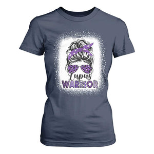 Lupus Warrior T Shirt For Women Purple Ribbon Messy Bun Women TS10 Navy Print Your Wear