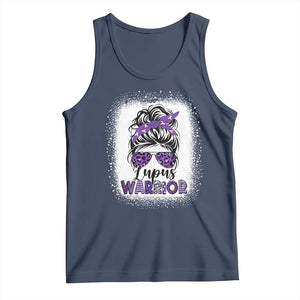Lupus Warrior Tank Top Purple Ribbon Messy Bun Women TS10 Navy Print Your Wear