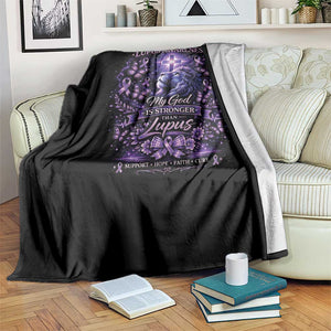 Lupus Awareness Throw Blanket Lion Purple Ribbon My God Is Stronger Than Lupus TS10 Print Your Wear