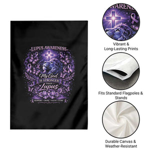 Lupus Awareness Garden Flag Lion Purple Ribbon My God Is Stronger Than Lupus TS10 Print Your Wear