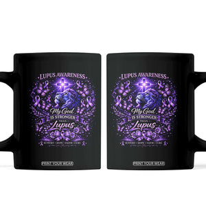 Lupus Awareness Coffee Mug Lion Purple Ribbon My God Is Stronger Than Lupus TS10 Black Print Your Wear