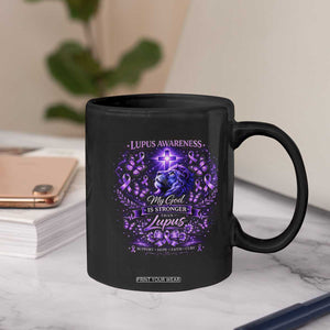 Lupus Awareness Coffee Mug Lion Purple Ribbon My God Is Stronger Than Lupus TS10 Print Your Wear