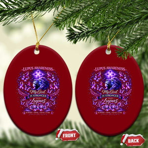 Lupus Awareness Ceramic Ornament Lion Purple Ribbon My God Is Stronger Than Lupus TS10 Print Your Wear