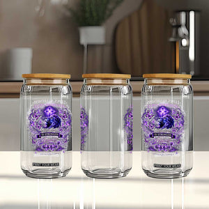 Lupus Awareness Glass Can Lion Purple Ribbon My God Is Stronger Than Lupus TS10 Print Your Wear