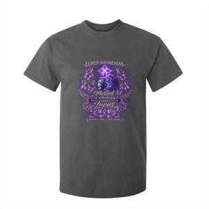Lupus Awareness T Shirt For Kid Lion Purple Ribbon My God Is Stronger Than Lupus TS10 Dark Heather Print Your Wear