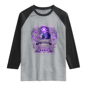 Lupus Awareness Raglan Shirt Lion Purple Ribbon My God Is Stronger Than Lupus TS10 Heather Gray Black Print Your Wear