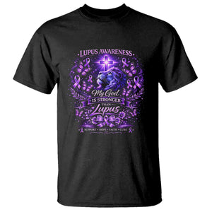 Lupus Awareness T Shirt Lion Purple Ribbon My God Is Stronger Than Lupus TS10 Black Print Your Wear