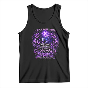 Lupus Awareness Tank Top Lion Purple Ribbon My God Is Stronger Than Lupus TS10 Black Print Your Wear