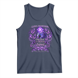 Lupus Awareness Tank Top Lion Purple Ribbon My God Is Stronger Than Lupus TS10 Navy Print Your Wear