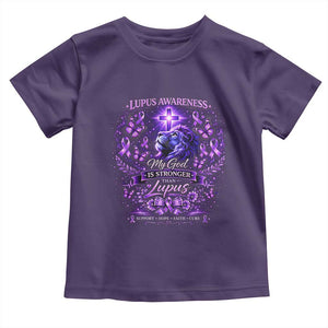 Lupus Awareness Toddler T Shirt Lion Purple Ribbon My God Is Stronger Than Lupus TS10 Purple Print Your Wear