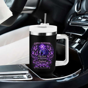 Lupus Awareness Tumbler With Handle Lion Purple Ribbon My God Is Stronger Than Lupus TS10 Print Your Wear