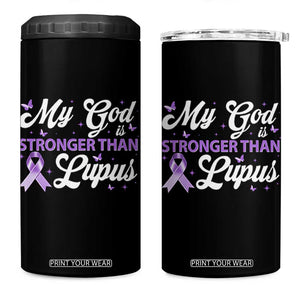 My God Is Bigger Than Lupus 4 in 1 Can Cooler Tumbler Purple Ribbon TS10 One Size: 16 oz Black Print Your Wear