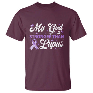 My God Is Bigger Than Lupus T Shirt Purple Ribbon TS10 Maroon Print Your Wear