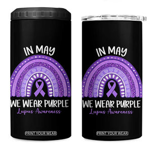 Lupus Awareness 4 in 1 Can Cooler Tumbler In May We Wear Purple Ribbon Rainbow TS10 One Size: 16 oz Black Print Your Wear