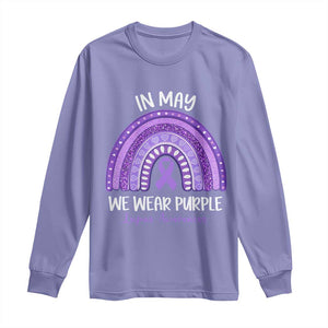 Lupus Awareness Long Sleeve Shirt In May We Wear Purple Ribbon Rainbow TS10 Violet Print Your Wear
