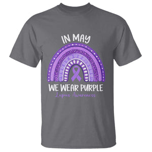 Lupus Awareness T Shirt - In May We Wear Purple - Ribbon Rainbow TS10 Charcoal Print Your Wear