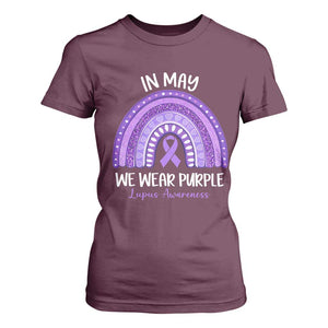 Lupus Awareness T Shirt For Women In May We Wear Purple Ribbon Rainbow TS10 Maroon Print Your Wear