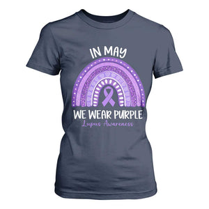 Lupus Awareness T Shirt For Women In May We Wear Purple Ribbon Rainbow TS10 Navy Print Your Wear