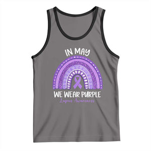 Lupus Awareness Tank Top In May We Wear Purple Ribbon Rainbow TS10 Deep Heather Black Print Your Wear