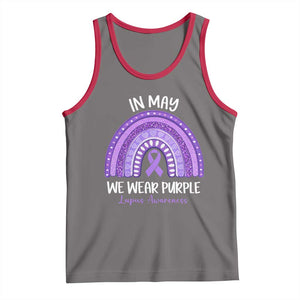 Lupus Awareness Tank Top In May We Wear Purple Ribbon Rainbow TS10 Deep Heather Red Print Your Wear