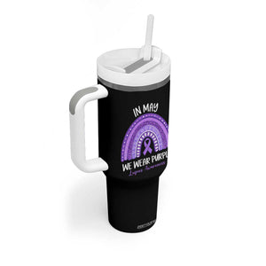 Lupus Awareness Tumbler With Handle In May We Wear Purple Ribbon Rainbow TS10 Print Your Wear