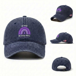 Lupus Awareness Washed Cotton Baseball Cap In May We Wear Purple Ribbon Rainbow TS10 Washed Cap Universal Fit Navy Print Your Wear