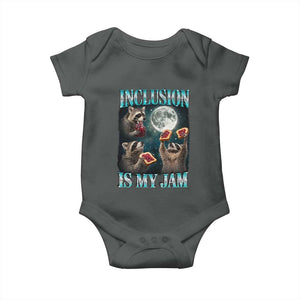 Inclusion Is My Jam Baby Onesie Raccoon Meme Neurodiversity SPED Teacher Gift TS10 Dark Heather Print Your Wear
