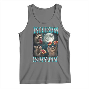 Inclusion Is My Jam Tank Top Raccoon Meme Neurodiversity SPED Teacher Gift TS10 Black Heather Print Your Wear