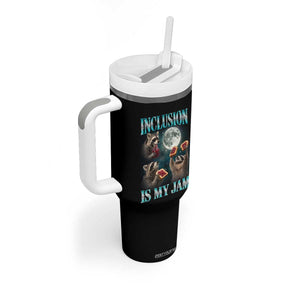 Inclusion Is My Jam Tumbler With Handle Raccoon Meme Neurodiversity SPED Teacher Gift TS10 Print Your Wear