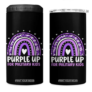 Purple Up For Military Kids 4 in 1 Can Cooler Tumbler Month Of Military Child Army Rainbow TS10 One Size: 16 oz Black Print Your Wear