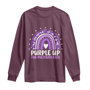 Purple Up For Military Kids Long Sleeve Shirt Month Of Military Child Army Rainbow TS10 Maroon Print Your Wear
