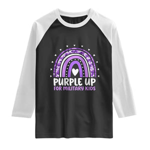 Purple Up For Military Kids Raglan Shirt Month Of Military Child Army Rainbow TS10 Black White Print Your Wear
