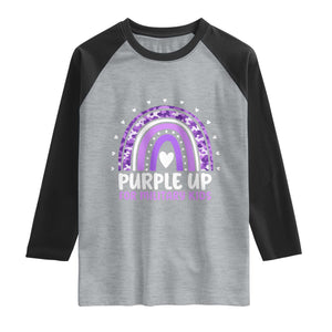 Purple Up For Military Kids Raglan Shirt Month Of Military Child Army Rainbow TS10 Heather Gray Black Print Your Wear