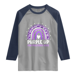 Purple Up For Military Kids Raglan Shirt Month Of Military Child Army Rainbow TS10 Sport Gray Navy Print Your Wear
