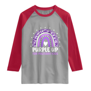 Purple Up For Military Kids Raglan Shirt Month Of Military Child Army Rainbow TS10 Sport Gray Red Print Your Wear