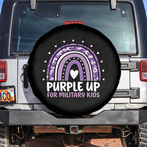 Purple Up For Military Kids Spare Tire Cover Month Of Military Child Army Rainbow TS10 No hole Black Print Your Wear