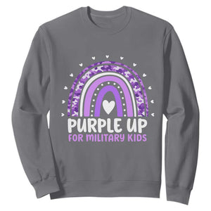 Purple Up For Military Kids Sweatshirt Month Of Military Child Army Rainbow TS10 Charcoal Print Your Wear