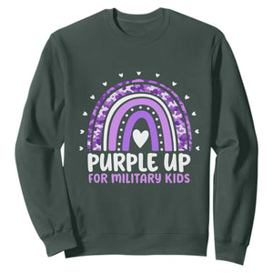 Purple Up For Military Kids Sweatshirt Month Of Military Child Army Rainbow TS10 Dark Forest Green Print Your Wear