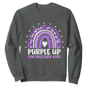 Purple Up For Military Kids Sweatshirt Month Of Military Child Army Rainbow TS10 Dark Heather Print Your Wear