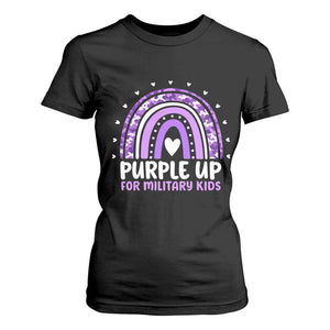 Purple Up For Military Kids T Shirt For Women Month Of Military Child Army Rainbow TS10 Black Print Your Wear
