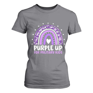 Purple Up For Military Kids T Shirt For Women Month Of Military Child Army Rainbow TS10 Charcoal Print Your Wear