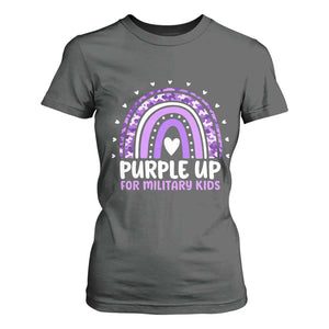 Purple Up For Military Kids T Shirt For Women Month Of Military Child Army Rainbow TS10 Dark Heather Print Your Wear