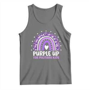 Purple Up For Military Kids Tank Top Month Of Military Child Army Rainbow TS10 Black Heather Print Your Wear