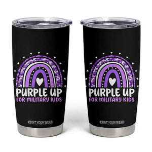 Purple Up For Military Kids Tumbler Cup Month Of Military Child Army Rainbow TS10 Black Print Your Wear