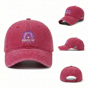 Purple Up For Military Kids Washed Cotton Baseball Cap Month Of Military Child Army Rainbow TS10 Washed Cap Universal Fit Red Print Your Wear
