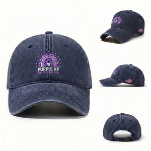 Purple Up For Military Kids Washed Cotton Baseball Cap Month Of Military Child Army Rainbow TS10 Washed Cap Universal Fit Navy Print Your Wear