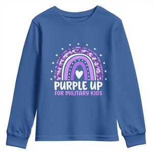Purple Up For Military Kids Youth Sweatshirt Month Of Military Child Army Rainbow TS10 Royal Blue Print Your Wear