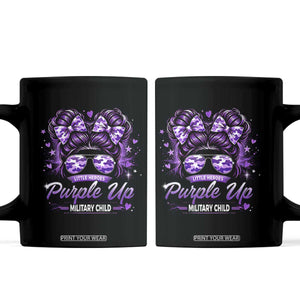 Purple Up Military Child Coffee Mug Camo Messy Bun Military Kid Month TS10 Black Print Your Wear