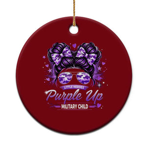 Purple Up Military Child Ceramic Ornament Camo Messy Bun Military Kid Month TS10 1pc Red Print Your Wear