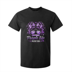 Purple Up Military Child T Shirt For Kid Camo Messy Bun Military Kid Month TS10 Black Print Your Wear